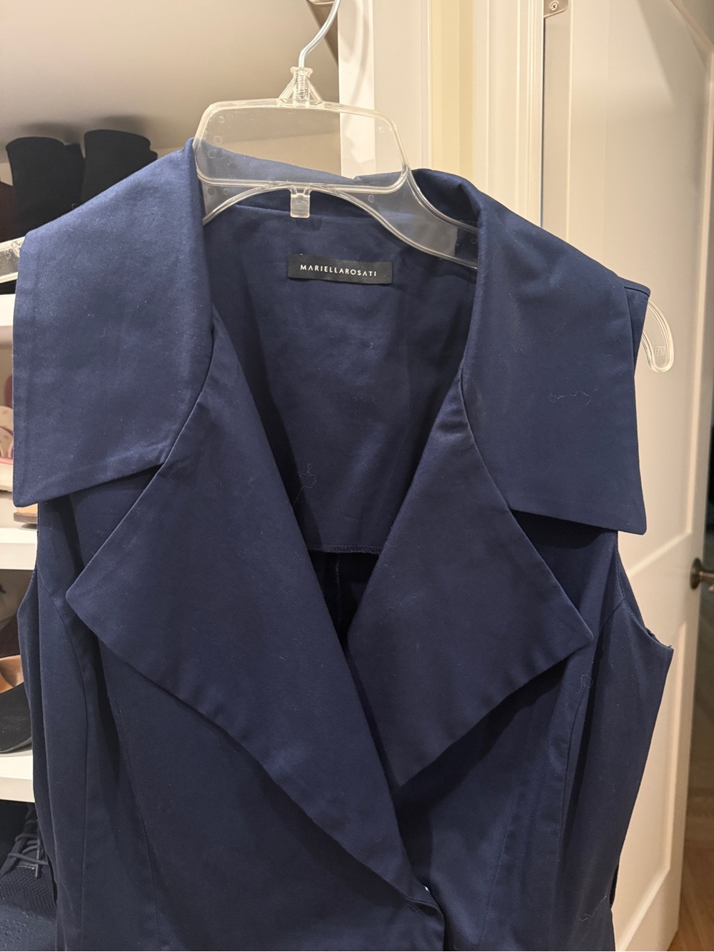 Navy Mariella Rosati Dress Cotton Sz L Belted Wrap Style Made In Italy - Picture 7 of 14